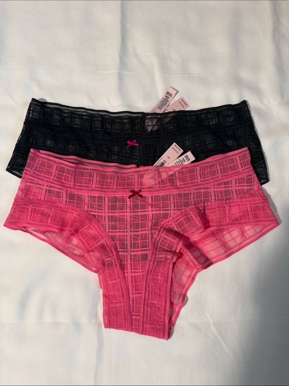 Victoria's Secret Lace Hipster Duo - Black & Hot Pink